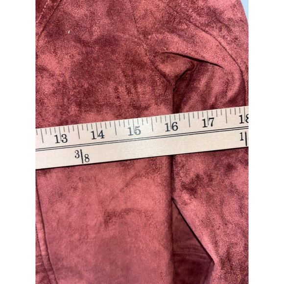 Market & Spruce Womens Rust Faux Suede Waterfall Open Front Jacket With Zipper P - Picture 4 of 9